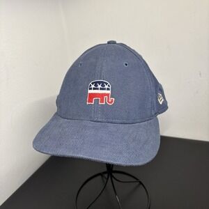 Vintage New Era Republican Party Baseball Cap Hat Made in USA Strapback Blue/Gry